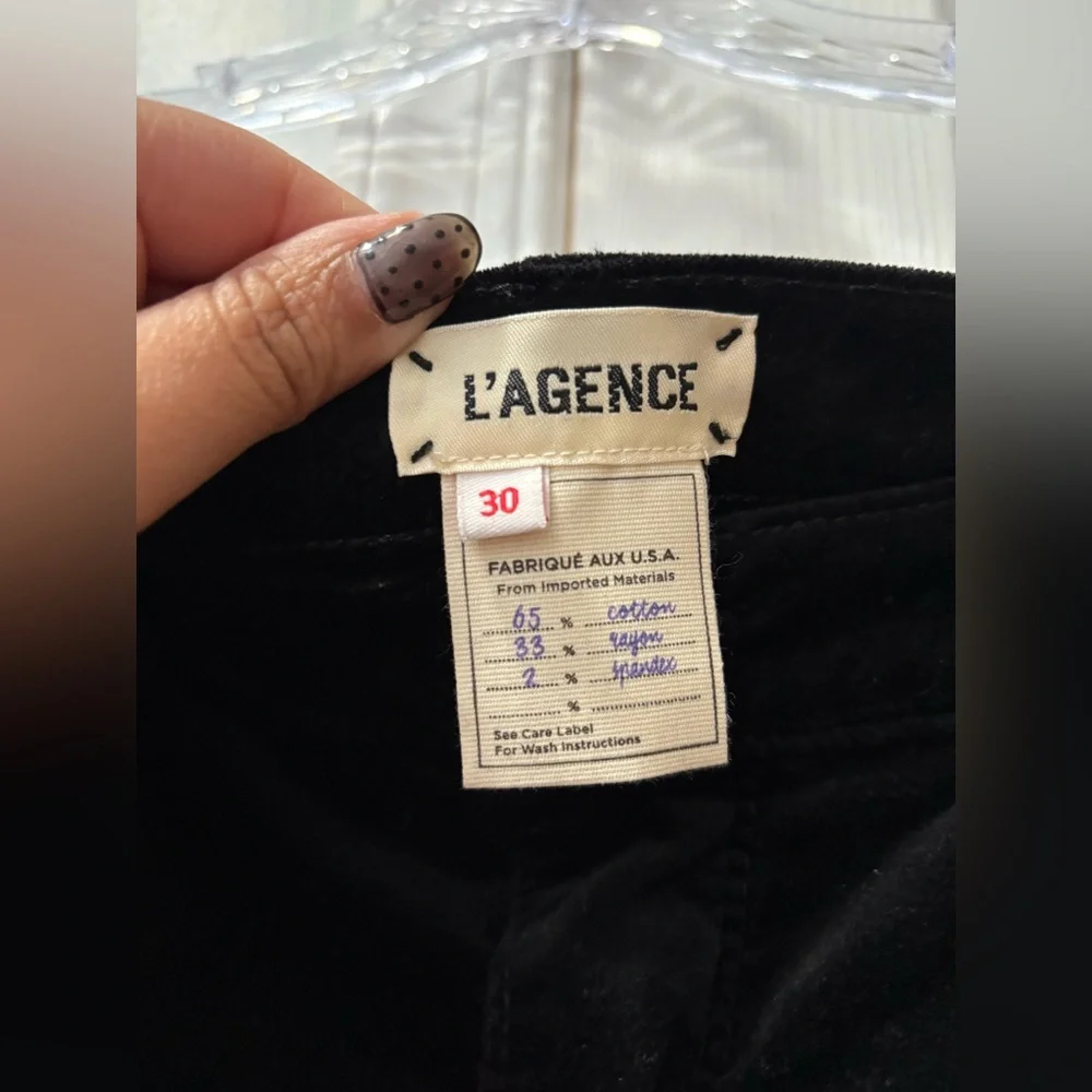 L’Agence Marguerite Noir/Black Velvet Skinny Pants
